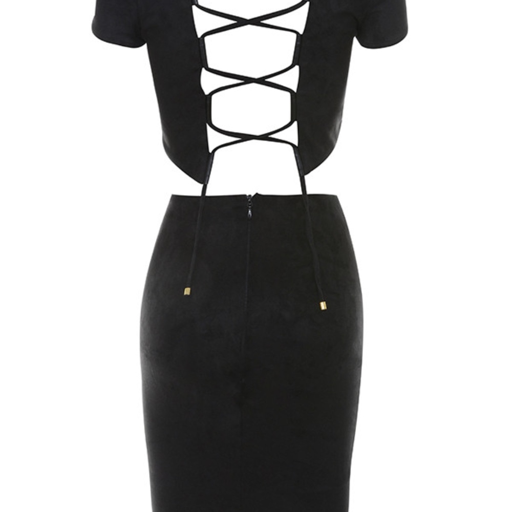 FRANCO' Black Suedette Lace Up Two Piece. - Picture 5 of 8